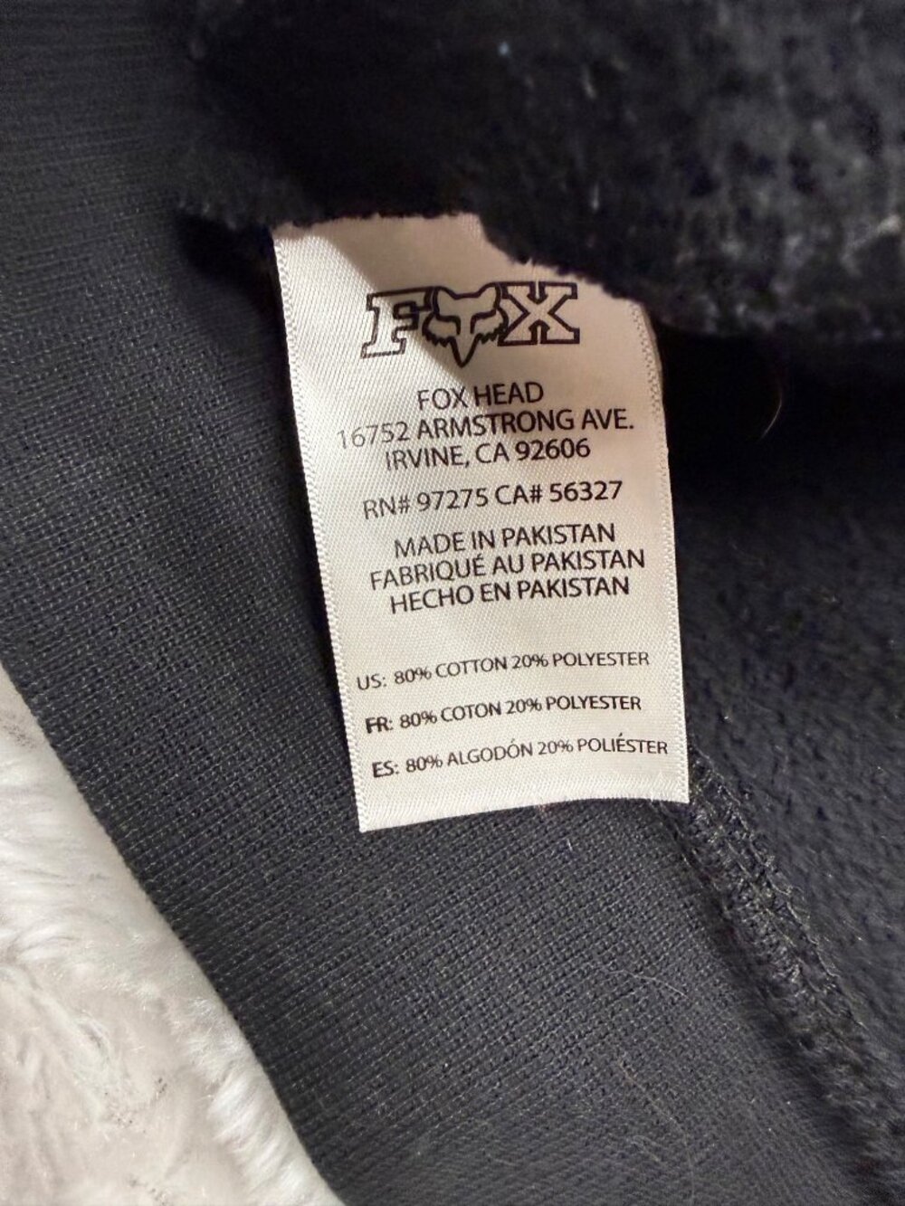 Fox Black and White Long Sleeve Hoodie Kids XL - Picture 4 of 5